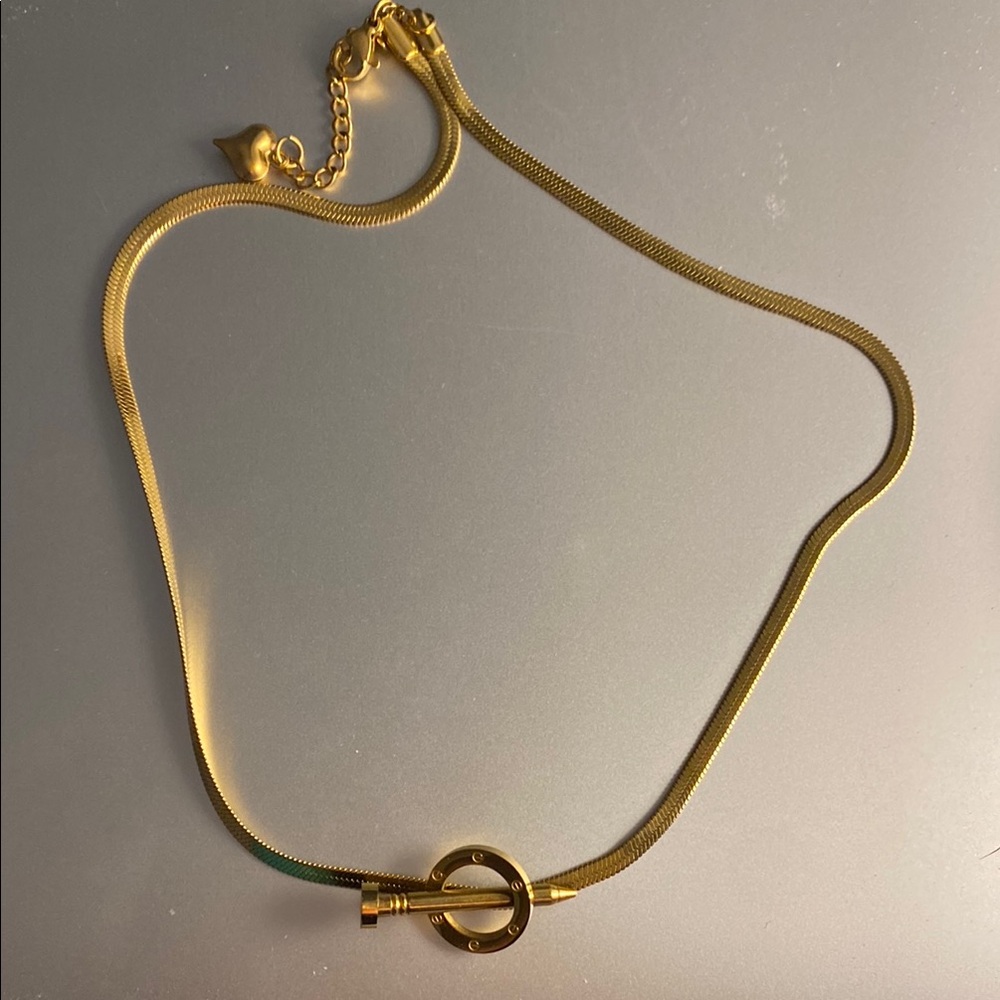18k gold plated golden nail necklace